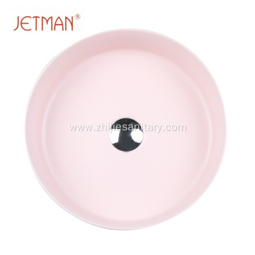 Pink color sink art basin ceramic